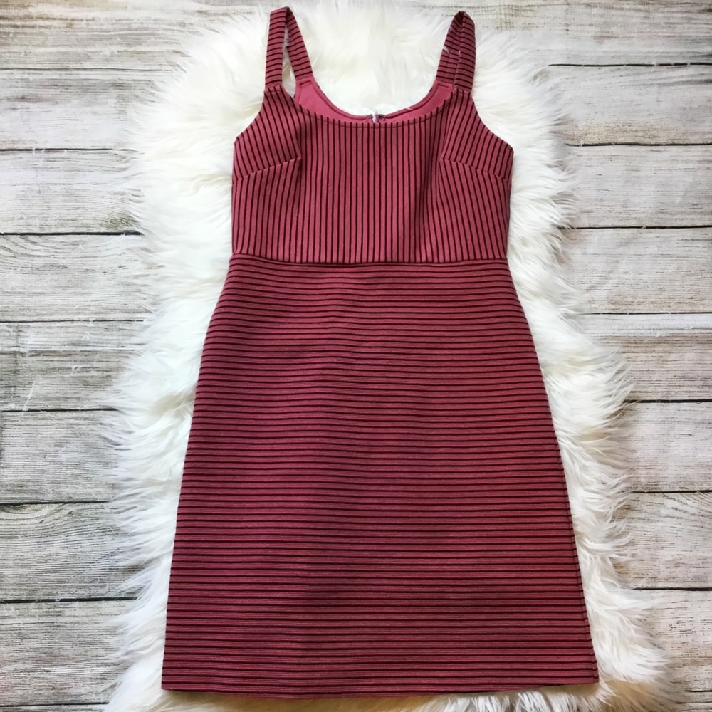 LOFT Striped Ribbed BodyCon Dress NWT